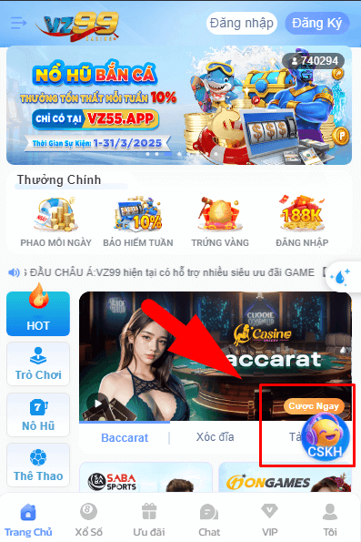 Kết nối VZ99 thông qua Live Chat